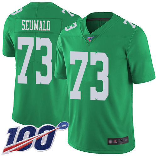Men Philadelphia Eagles #73 Isaac Seumalo Limited Green Rush Vapor Untouchable NFL Jersey 100th Season